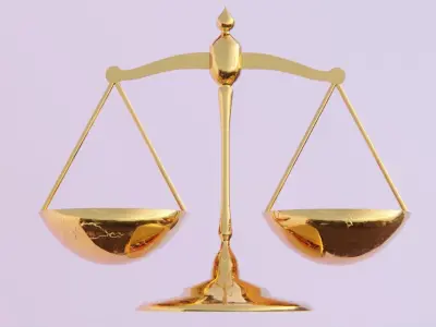 Gold Balance Scale Low-poly 3D model