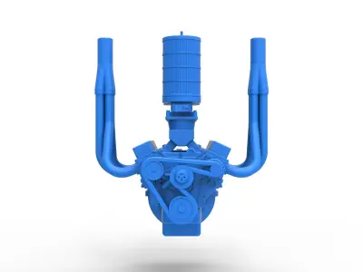 Engine of Vintage Small block Pulling tractor Scale 1 to 25 3D print model