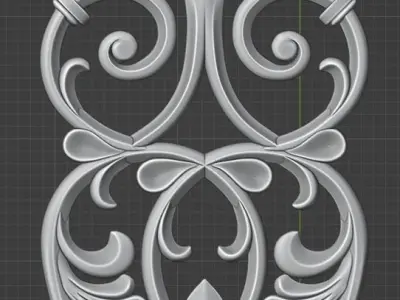 Carved decor vertical  3D model