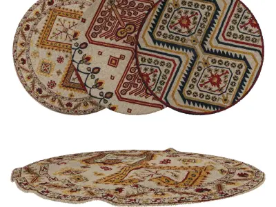 Round Rug Set 23 3D model