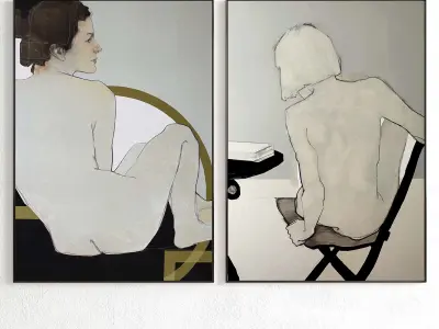 Plaster Two Photo Frame 235 Low-poly 3D model