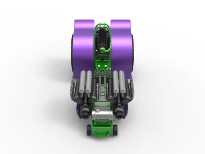 Pulling tractor with 2 engines V12 Scale 1 to 25 3D print model