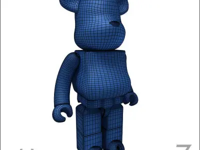 Matte Blue BearBrick 3D model