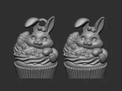 rabbit cup cake decor  3D print model