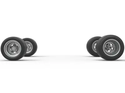 Wheel set of Asphalt Supermodified stock car Scale 1 to 25 3D print model