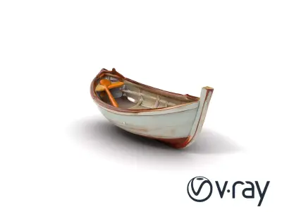 Rustic Rowboat with Oars model pack Low-poly 3D model