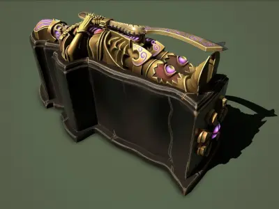 Sarcophagus gold and purse Low-poly 3D model