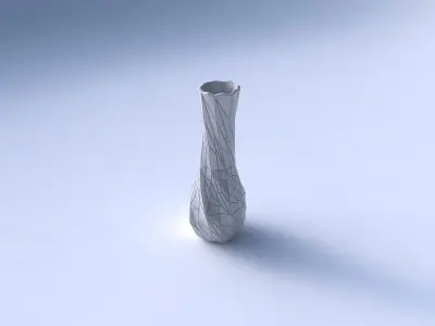 Vase twisted larger opening hexagon with mosaic plates 3D print model