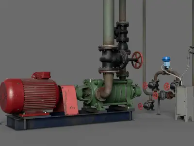 Multisection centrifugal  water pump Low-poly 3D model