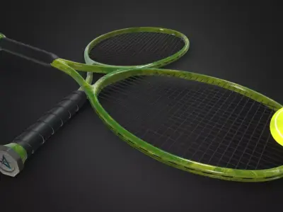 Tennis racket Low-poly 3D model