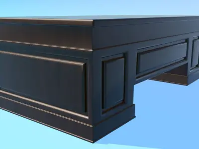 Wooden library table 3D model
