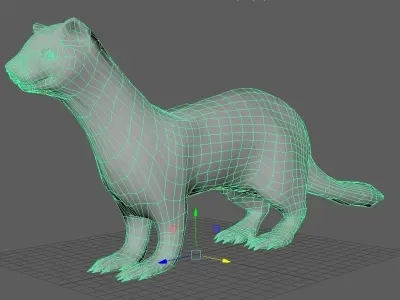 Black-footed ferret Low-poly 3D model