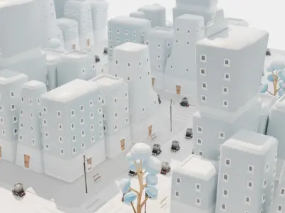 Simple City Cartoon Low-poly 3D model