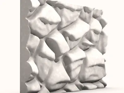 Battered Stone Wall Architecture 3D model