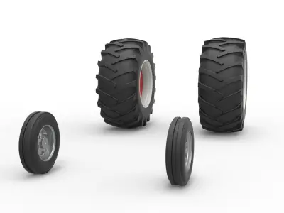 Wheel Set of Vintage Small block Pulling tractor Scale 1 to 25 3D print model