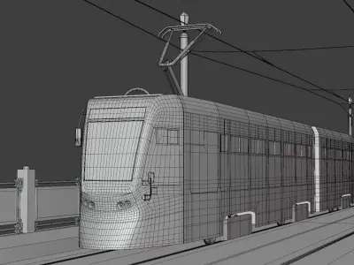 Bridge with Stadler tram 3D model
