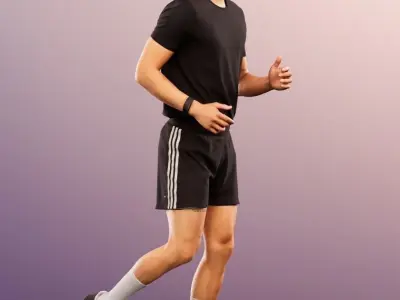 Henrik 12560 - Running Asian Man Low-poly 3D model