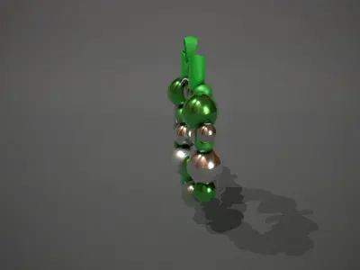 Green and Silver Christmas Bauble Wreath Low-poly 3D model