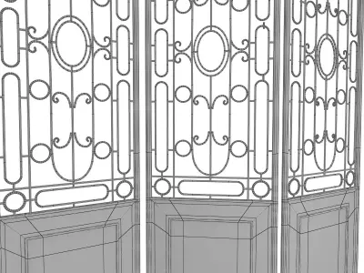 furniture 10 Three panel Metal Screen 3D model