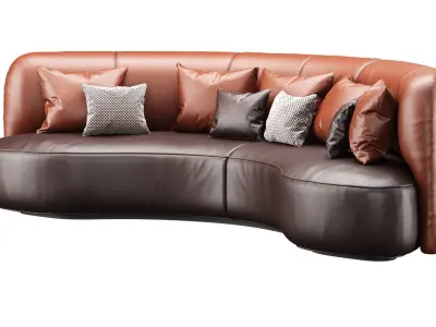Annabel leather round sofa LS08  3D model