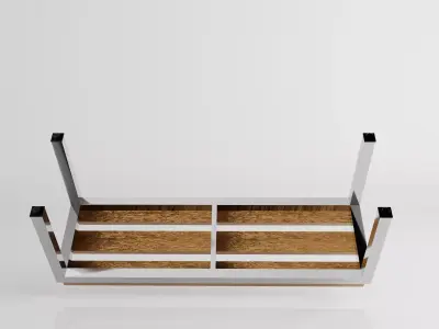 Wooden Locker Room Bench  Low-poly 3D model
