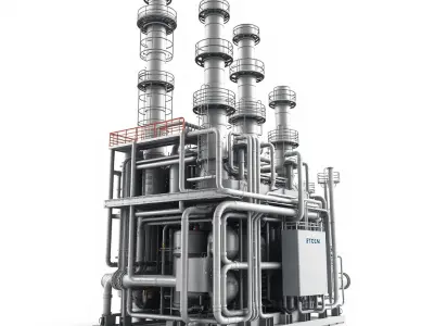 Industrial Refinery Piping System Model Pack Low-poly 3D model