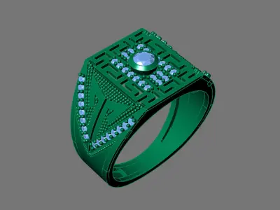Gents Rings Diamond Men Ring STL 3DM 3D ready print model 3D print model