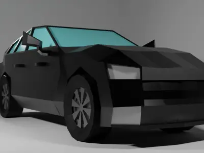 Low-poly standard black car Free low-poly 3D model