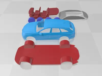 Audi A5 Avant 2025 - Separate Parts STL Model 3D print model