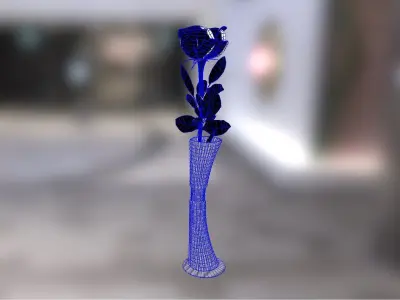 Vase with rose Low-poly 3D model