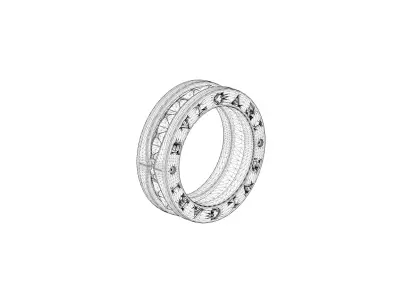 BULGARI - BZERO1 RING - ONE BAND STRUDED 3D print model