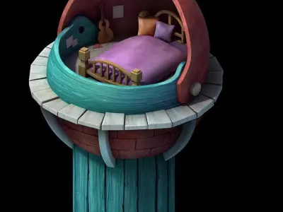 gAME Wood Stitch House - Tower 02 3D model