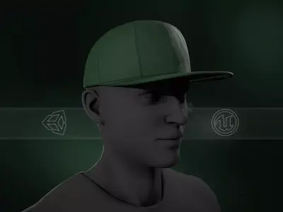 Green Snapback Cap Low-poly 3D model