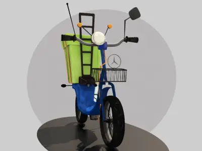 Motorbike 3d delivery bike Low-poly 3D model