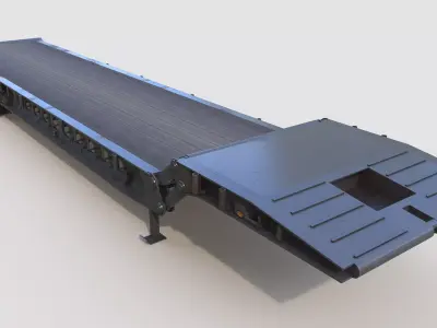 Oilfield Scissor Neck Tri-Axle Quad-Axle and Penta-Axle Trailers Low-poly 3D model