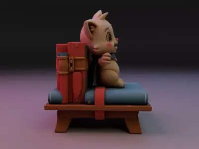 cat book decoration 3D print model