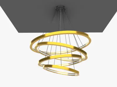 Golden Circles Chandelier 3D model