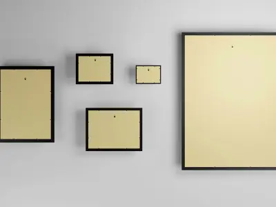 Gallery Wall Frames 5 models set Low-poly 3D model