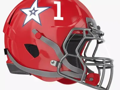 Red Football Helmet Low-poly 3D model