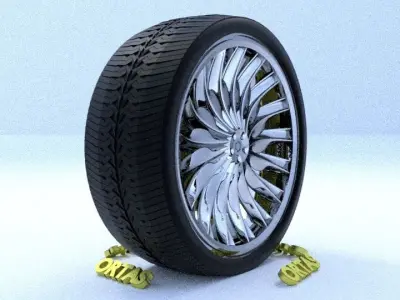 ORTAS CAR RIM 7 AND 8 GAME READY RIM TIRE AND DISC 3D Model Pack