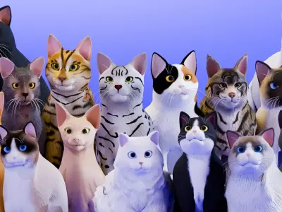 Stylized Cats - Bundle Edition Low-poly 3D model