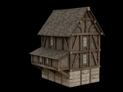 Two low-poly houses Free low-poly 3D model