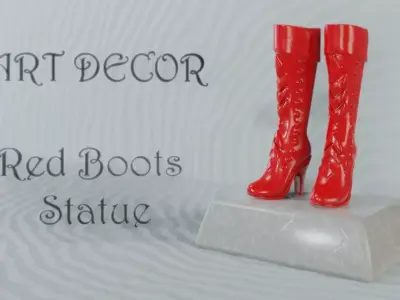 Art Decor - Red Shiny Boots Statue Low-poly 3D model