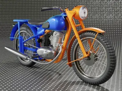 Bike-Motocycle orange and motorcycle 3D model
