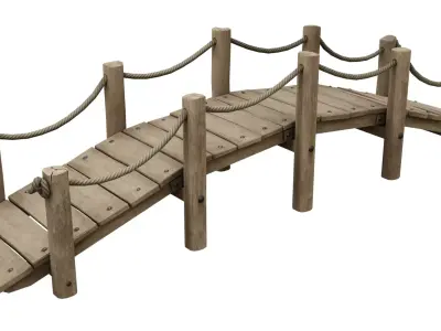 Medieval wooden bridge Free low-poly 3D model