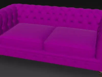 Purple Chesterfield Sofa 3D Model 3D model