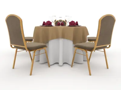 Banquet Table and Chair 10 3D model