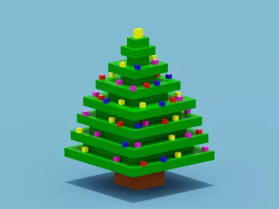 Voxel Christmas Tree Low-poly 3D model