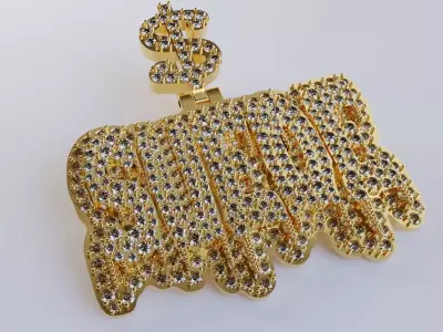 Pendant Suede with Bail dollar symbol Free 3D print model