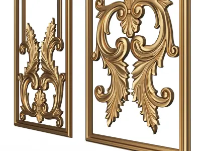 Boiserie Carved Decoration Panel 06 Low-poly 3D model